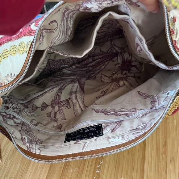 Lolita Chisholm Mandalla Tapestry & Leather Boho Bag With 4 Inner Pockets - Picture 8 of 12